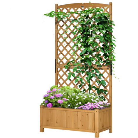 Outsunny Fioriera da Esterno in Legno d'Abete con Design Verticale Rialzato
