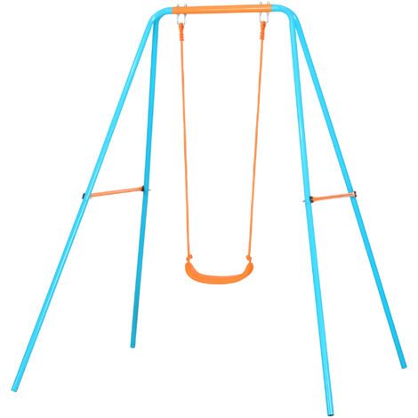 Outsunny Altalena da Giardino in Acciaio e PE per Bambini 3-8 Anni Blu Arancione