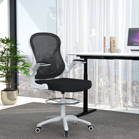Sedia da ufficio ergonomica Vinsetto 95-115 cm con braccioli e poggiapiedi in rete nera per ufficio e home office | Leroy Merlin