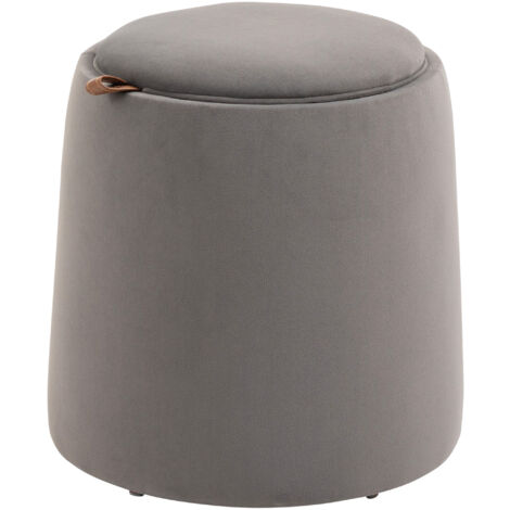 HOMCOM Pouf Contenitore 2 in 1 Convertibile in Tavolino da Caffè Velluto Grigio