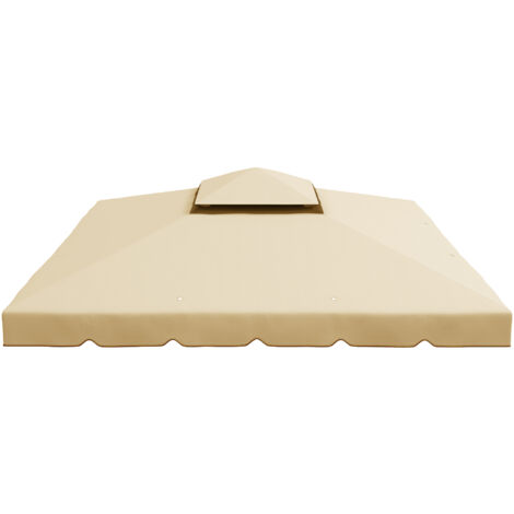 Outsunny Tetto di Ricambio per Gazebo da 3x3m con Tettuccio a 2 Livelli Beige