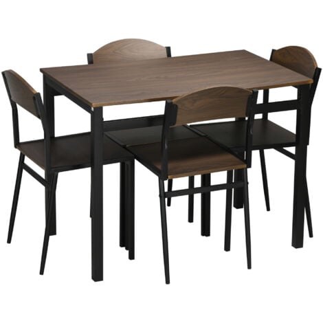 HOMCOM Set 5 Pezzi 1 Tavolo da Pranzo e 4 Sedie per Cucina e Soggiorno