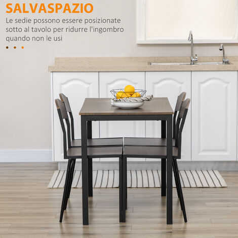 HOMCOM Set 5 Pezzi 1 Tavolo da Pranzo e 4 Sedie per Cucina e Soggiorno