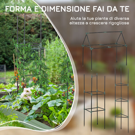 Relaxdays Supporto per Piante Rampicanti, Set 2 Tralicci per Pomodori, HLP: 92x28x25 cm, in
