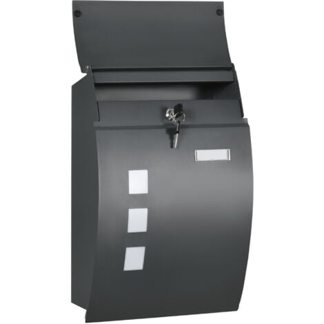 HOMCOM Cassetta Postale Ricurva in Acciaio Zincato con 3 Fessure e 2 Chiavi  di Sicurezza 45x10x32