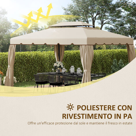 Outsunny Tetto di Ricambio per Gazebo da 3x4m con Tettuccio a 2 Livelli  Beige