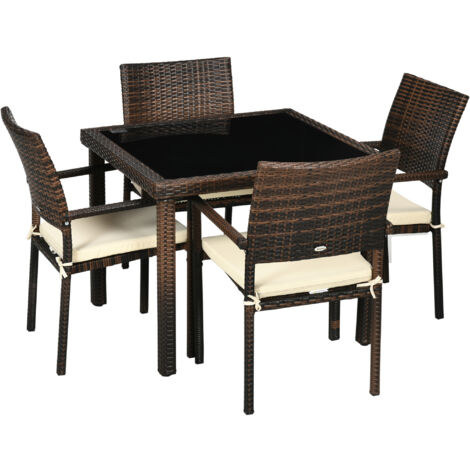 Outsunny Set da Giardino con Tavolo e Sedie con Cuscini in