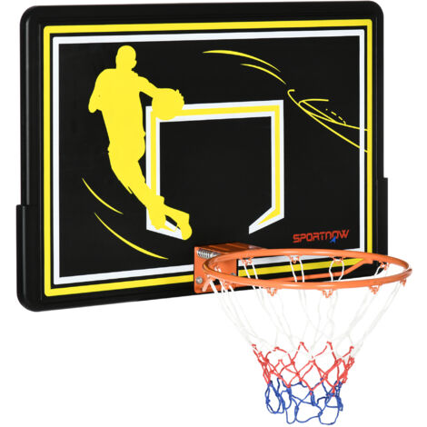 SPORTNOW Canestro Basket per Bambini e Adulti da Indoor Outdoor Nero e  Giallo