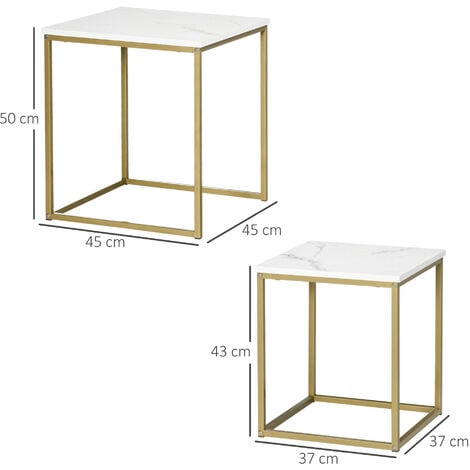 Tavolini Rotondi a Incastro per Soggiorno Set di 2, tavolini da Salotto  Moderni con Piano in Marmo e Robusta Struttura in Metallo, tavolino  impilabile