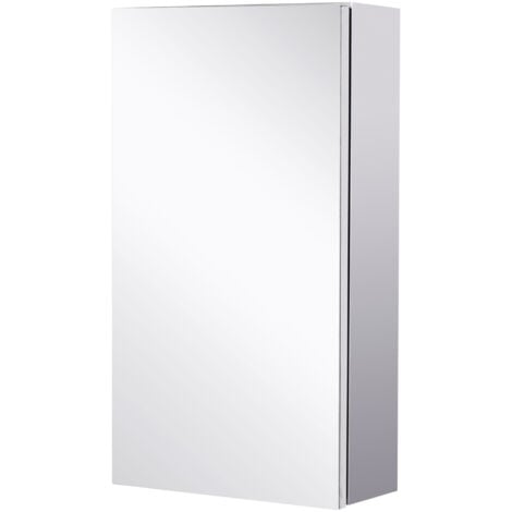 HOMCOM Armadietto Bagno in Acciaio con Specchio e Vano Contenitore 2 Ripiani