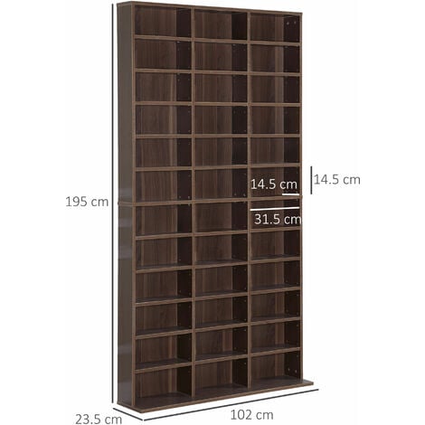 HOMCOM Mobile Libreria Porta CD con 36 Scomparti Regolabili in Legno Marrone