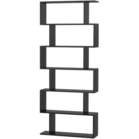 HOMCOM Libreria Design Moderno in Legno con 6 Ripiani per Casa e Ufficio Nero