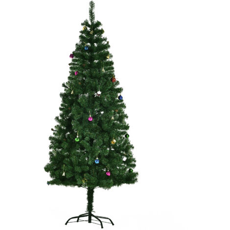 HOMCOM 2 Pezzi Albero Di Natale, Pino Artificiale Con Luce, Bacche