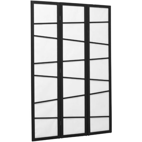 HOMCOM Paravento Pieghevole in Legno da 3 pannelli 120x170cm, Nero e Bianco