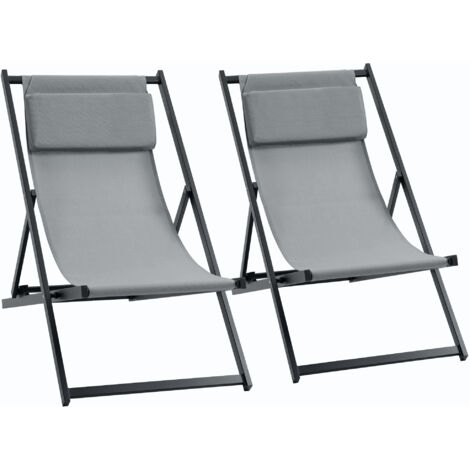 Outsunny Set 2 Sedie Sdraio Pieghevoli in Alluminio 96.5 x 58 x 91.5cm Grigio