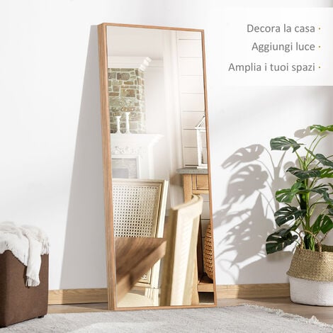 HOMCOM Specchio da parete con Ganci inclusi, 45x125cm in Legno di Pino