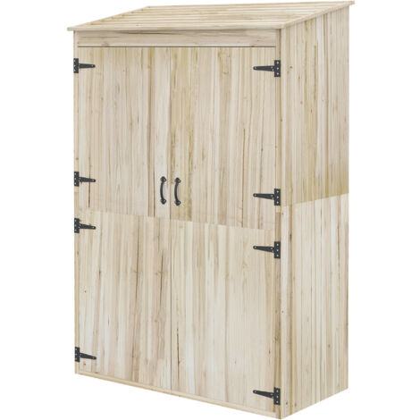Outsunny Casetta Porta Attrezzi in Legno di Abete 2 Porte e Ripiani 120x57x183cm