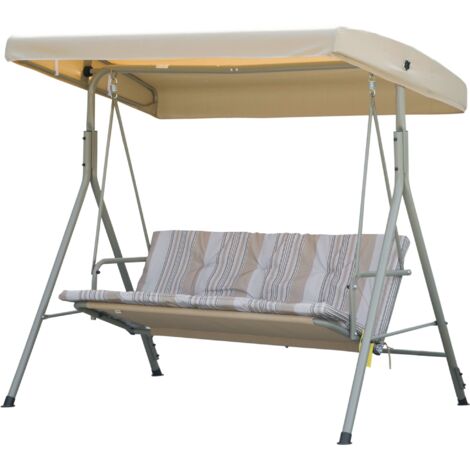 Outsunny Dondolo da Giardino 3 Posti con Tetto Parasole Regolabile,172x110x156cm