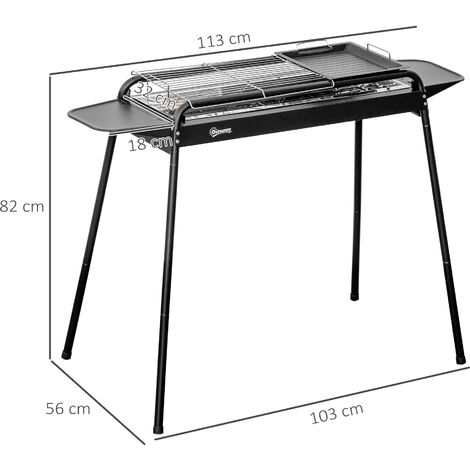 JA-BG01 Barbecue Portatile A Carbonella Nero Lusso: Con Ventola Raffreddata USB E Piastra Antiaderente, Include Borsa