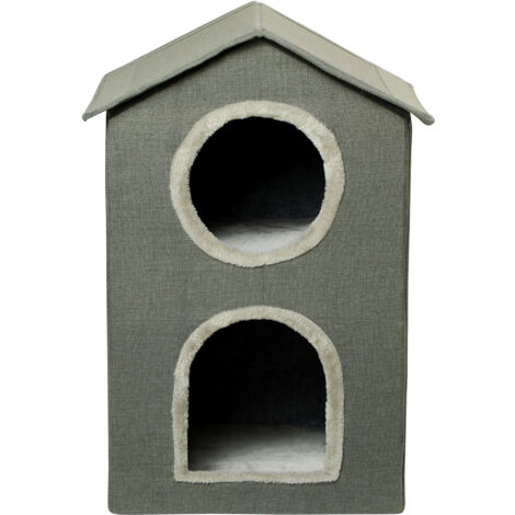PawHut Casetta per Gatti con Cuscini Lavabili 42x46x59.5 cm Grigio