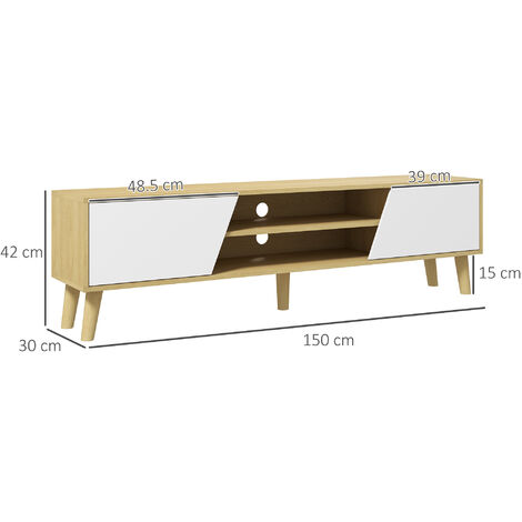 Mobile TV fino 55 2 Armadietti e 2 Ripiani 120x40x55 cm in Legno