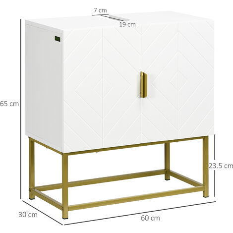 kleankin Mobile Sottolavabo per Bagno con Armadietto 2 Ante in Legno e Acciaio