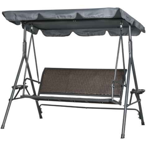 Dondolo Romantic In Acciaio A 3 Posti Con Cuscini Oxford - Struttura 185x120x160h Per Giardino, I Giardini Del Re