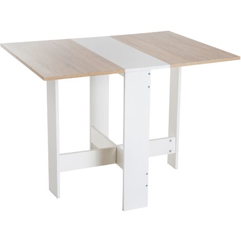 HOMCOM Tavolo Moderno Pieghevole Multiuso in Legno 103x76x73.5cm Rovere Bianco