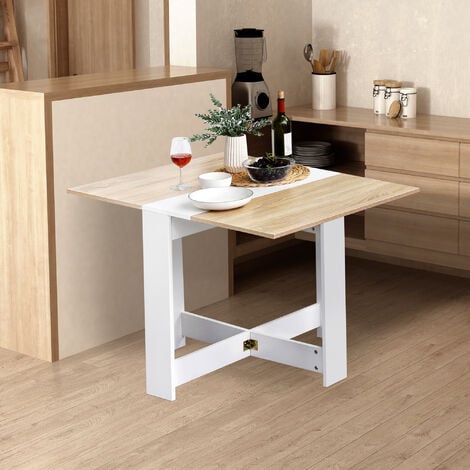 HOMCOM Tavolo Moderno Pieghevole Multiuso in Legno 103x76x73.5cm Rovere Bianco