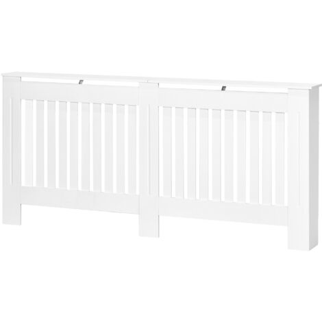 HOMCOM Copritermosifone a Doghe in MDF 172x19x81 cm Bianco
