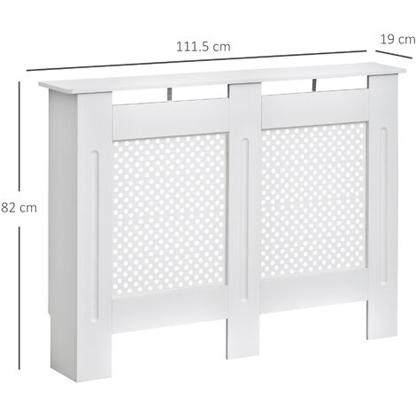 HOMCOM Copritermosifone Moderno a Griglia in MDF per Casa e Ufficio,  111.5x82x19 cm, Bianco