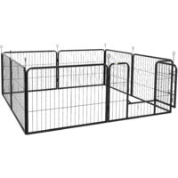 PawHut Recinto per Animali a 8 Pezzi Modulabili in Acciaio Nero