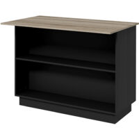 HOMCOM Isola da Cucina con 2 Ripiani Aperti e 2 Armadietti in MDF Nero e Rovere