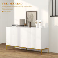 Credenza Moderna HOMCOM Con 4 Ante - Mobile Salotto Bianco E Oro - Foto 3