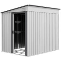Outsunny Casetta da Giardino in Metallo 1.5x2m Porta Scorrevole Tetto Inclinato