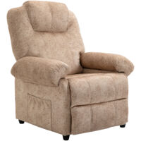 HOMCOM Poltrona Reclinabile 135° in Tessuto con Imbottitura Extra Beige