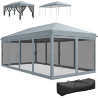 Gazebo Pieghevole Outsunny 6x3m Con Zanzariere - Grigio Per Giardino E Feste