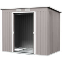 Outsunny Capanno Porta Attrezzi in Acciaio Zincato con Tetto Inclinato Grigio