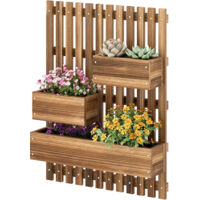 Outsunny Fioriera da Esterno Verticale con 3 Vasi Rimovibili in Legno Marrone