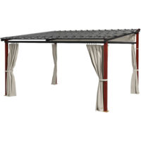 Outsunny Pergola con Tende Laterali e Tetto Retrattile in PC Bianco Crema