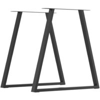 HOMCOM Set 2 Gambe per Scrivania Trapezoidali in Acciaio con 6 Fori Nero