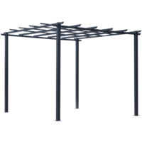 Outsunny Gazebo Pergola da Giardino 3x3m Decorabile con Rampicanti Nero