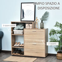 homcom Scarpiera Portascarpe Design Moderno Elegante Salvaspazio 20 Paia da Ingresso in Legno 101,5 x 25,5 x 98 cm 