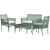 Outsunny Set da Giardino in Rattan con 2 Poltrone, Divano e Tavolino da Giardino