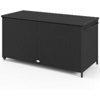 Outsunny Panca da Giardino in Rattan PE con Maniglia Laterale e Ruote, Nero