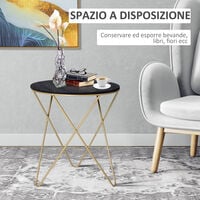 Homcom Tavolino Design Geometrico Moderno MDF e Metallo Φ43x48cm Nero e Dorato