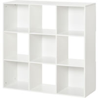HOMCOM Libreria Bianca dal Design Moderno con 9 Scomparti in Legno