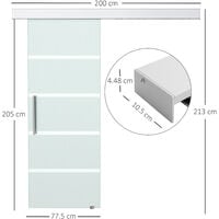 HomCom Porta a Scorrimento in Vetro Satinato a Strisce, 77.5 x 205cm