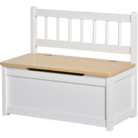 HOMCOM Cassapanca in Legno 2 in 1 per Bambini con Schienale Alto Bianco