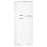 HOMCOM Mobile Moderno Multiuso 2 Armadietti e Mensole Regolabili in MDF Bianco